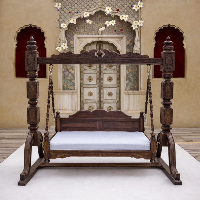 Antique Wooden Jhula Swing - Heritage Backdrop