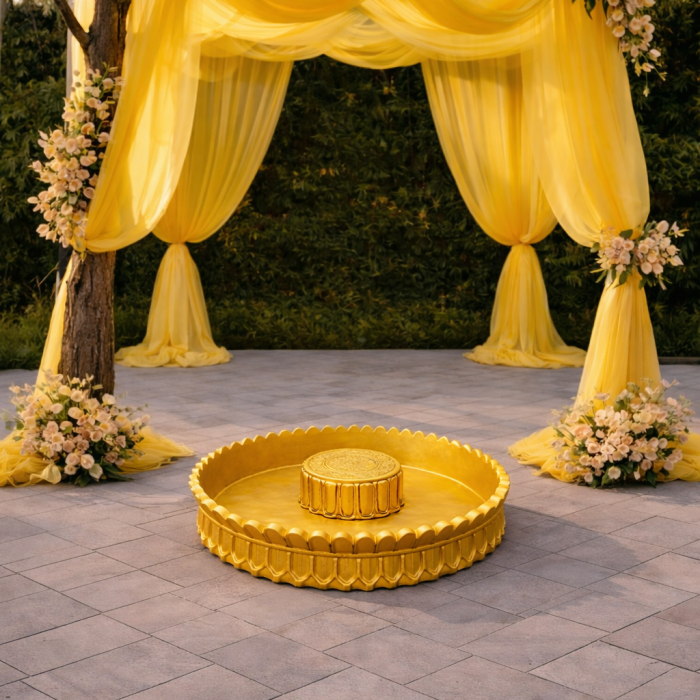 Extra Large Gold Urli – 130cm Diameter | Luxury Wedding & Event Styling Hire