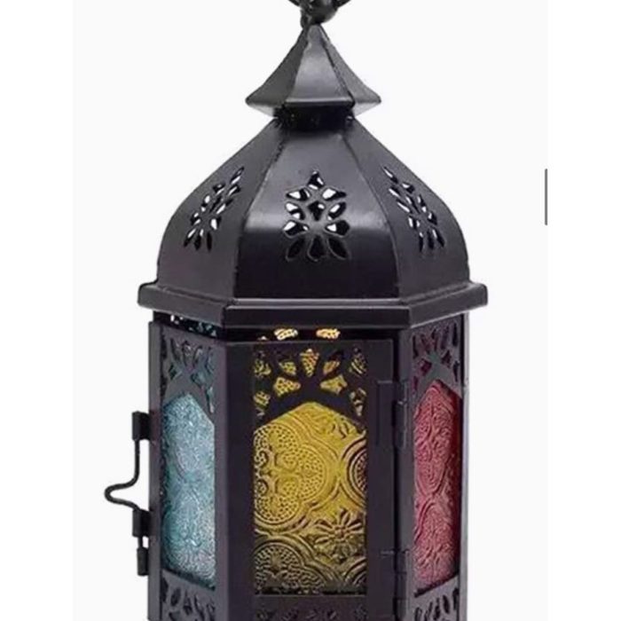 Vintage White Metal Lantern – French Moroccan Style