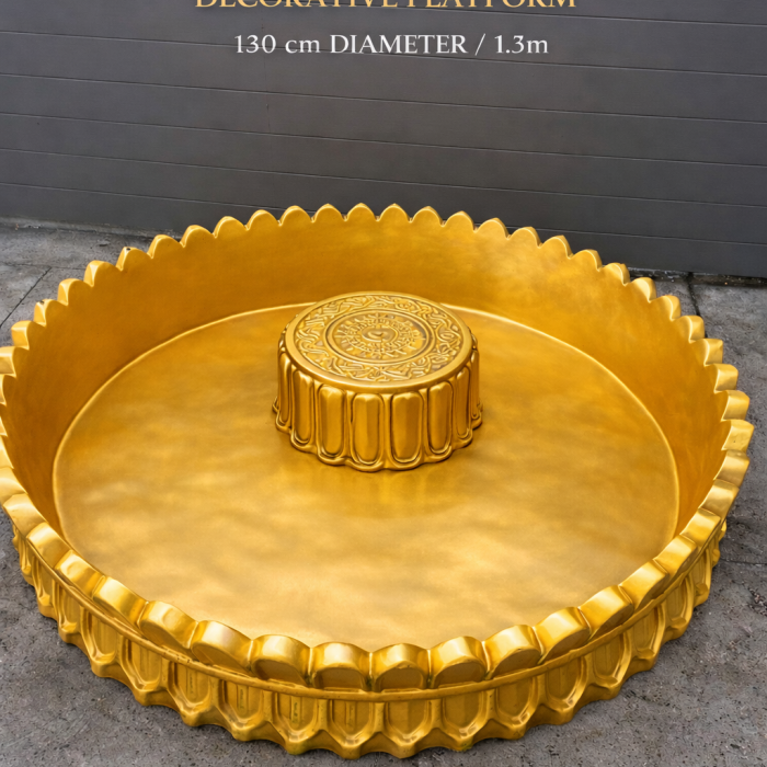 Traditional Beautiful Golden Lotus Floral Shape 130cm Diameter Big Size Fiber Urli for Haldi Ceremony and Wedding Ceremonies